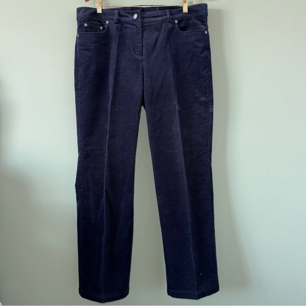 Brooks Brothers 346 Corduroy Pants Womens Size 10 Navy Blue Straight Leg Stretch